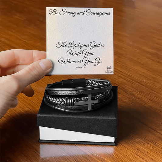 Leather Cross Bracelet for Him