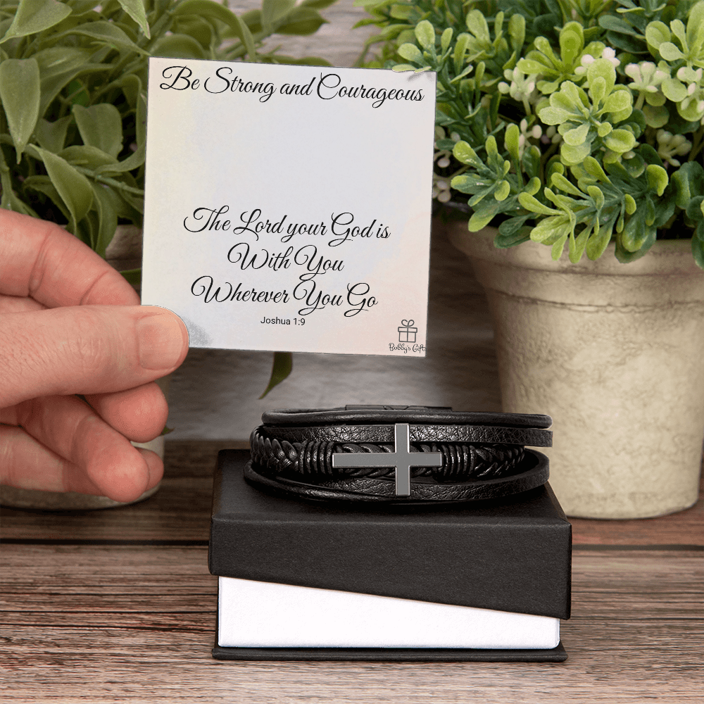 Leather Cross Bracelet for Him