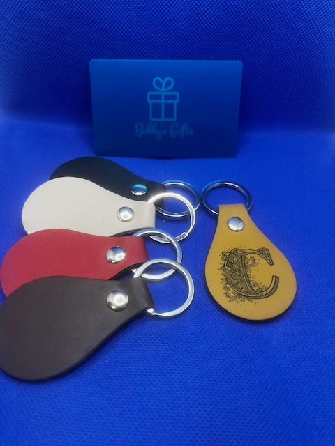 Engravable Synthetic Leather Keychain